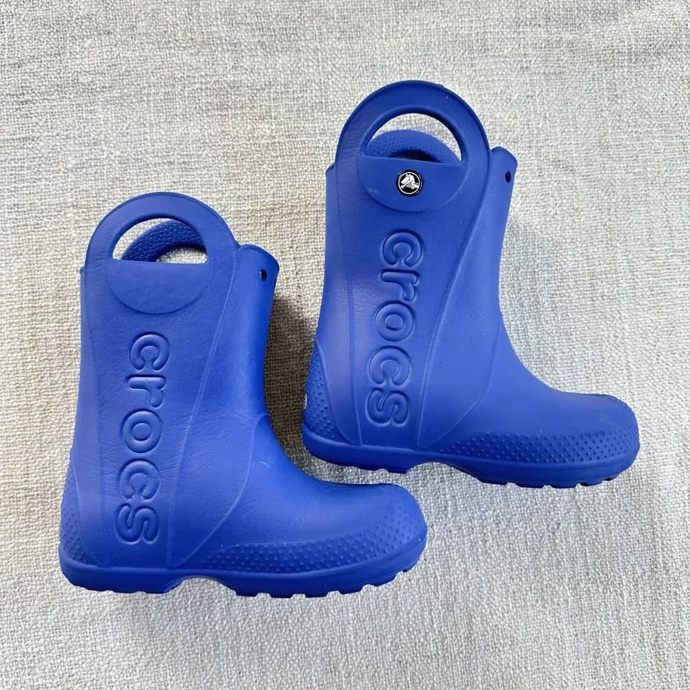 Crocs Handle It Blue Rain Boots VGUC Toddler 12